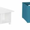 RiverRidge | Riverridge Kids 6 Cubby Storage Activity Table, White & Folding Bin, Turquoise, 2 Piece