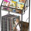 VyGrow | Vygrow Vinyl Record Storage - Freestanding Metal Bookshelf With Wheels For Home Office, Bookstore, 17.8" L X 11" W X 33" H Perfect Record Holder And Organizer For Vinyl Records