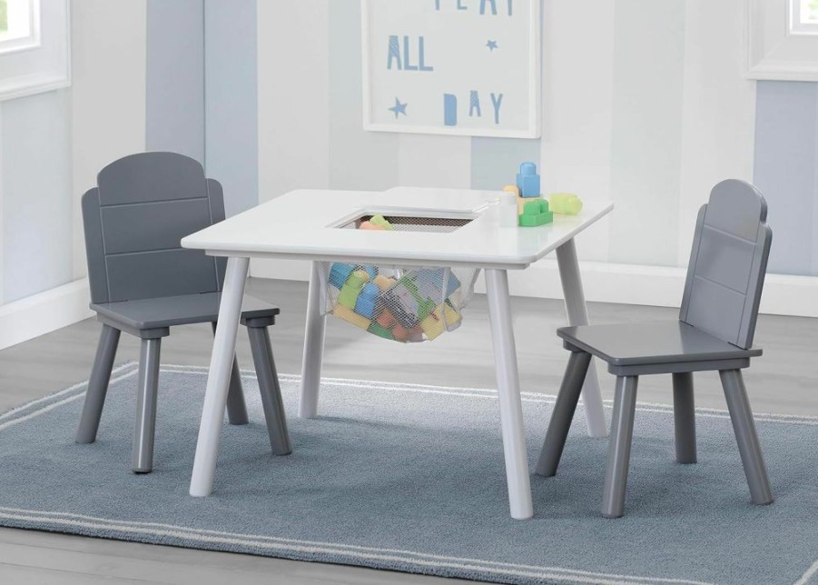 Delta Children | Delta Children Finn Table And Chair Set With Storage, White/Grey