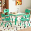 wanan | Wanan Kids Table And Chair Set, Height Adjustable Toddler Table And 4 Chairs Set, Kids Table For Playing, Drawing, Eating, Studying, Easy To Clean Arts & Crafts Table For Ages 2-10 (Light Green)