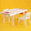 MEEDEN | Meeden Kids Table And Chair Set, Kids Art Table With 2 Stools, Storage Bag & Paper Roll, Kids Desk & Chair Set, Craft Table And Chairs For Toddlers, Toddler Wooden Table,[50''L 23.6''W 22.5''H]