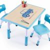 HAPPYMATY | Kids Table And Chairs, Toddler Table And Chairs, Kids Table( 2 Chairs ), Kids Table And Chair Set, Kids Table And Chair Set 5-8 Year Old, Toddler Table And Chair Set With 8 Leg Covers +12 Color Pens