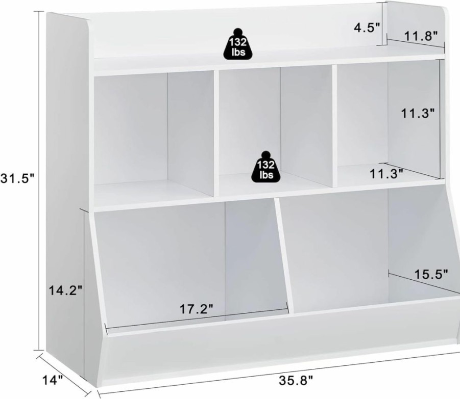 Kovhzcu | Kovhzcu Toy Storage Organizer With Bookshelf, 5-Cubby Children'S Toy Shelf, Toy Storage Cabinet, Suitable For Children'S Room, Playroom, Hallway, Kindergarten, School