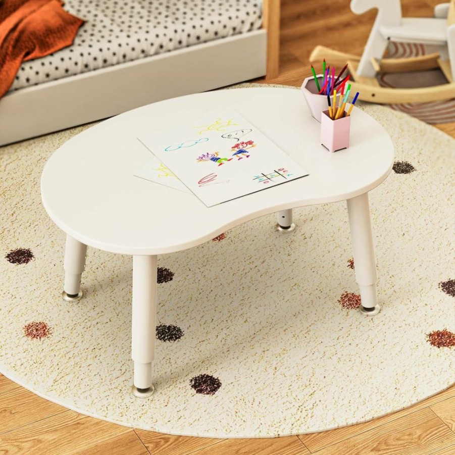 Bodreaming | Kids Table,9 Position Height Adjustable Table,Kids Activity Table That Can Be Painted And Wiped,Kids Craft Table With A Maximum Load Capacity Of 300 Pounds,Suitable For Daycare/Classroom/Home(White)