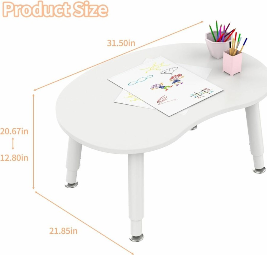 Bodreaming | Kids Table,9 Position Height Adjustable Table,Kids Activity Table That Can Be Painted And Wiped,Kids Craft Table With A Maximum Load Capacity Of 300 Pounds,Suitable For Daycare/Classroom/Home(White)