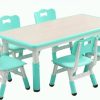 EastVita | Eastvita Kids Table And Chairs Set With 6 Seats, Adjustable Height Desk, Graffiti Table Top, For Ages 2-10, Multi-Activity Table For Classrooms, Daycares, Home Blue One Size