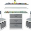 Milliard | Milliard Kids 3-In-1 Play Table And Chair Set Wood With Storage Baskets, Compatible With Lego And Duplo Bricks, Activity Table Playset Furniture With Modern Gray Colors