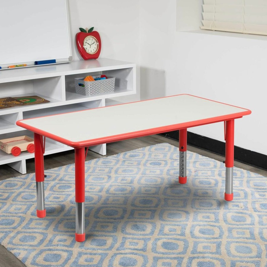 EMMA + OLIVER | Emma + Oliver 23.625X47.25 Red Plastic Height Adjustable Activity Table