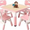 FUNLIO | Funlio Kids Table And 4 Chairs Set, Height Adjustable Toddler Table And Chair Set For Ages 3-8, Easy To Wipe Arts & Crafts Table, For Classrooms/Daycares/Homes, Cpc & Ce Approved (5-Piece Set) - Blue